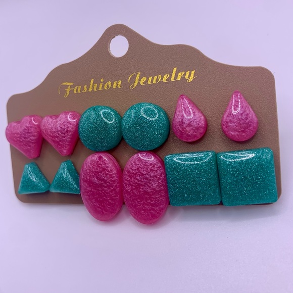 HANDMADE- Strawberry-Kiwi earring stud- set of 6 - Picture 3 of 3